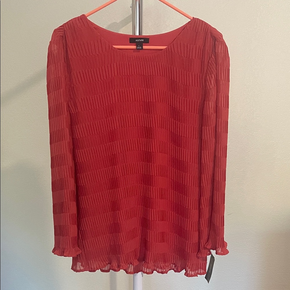 Alfani Vibrant Red Pleated Blouse